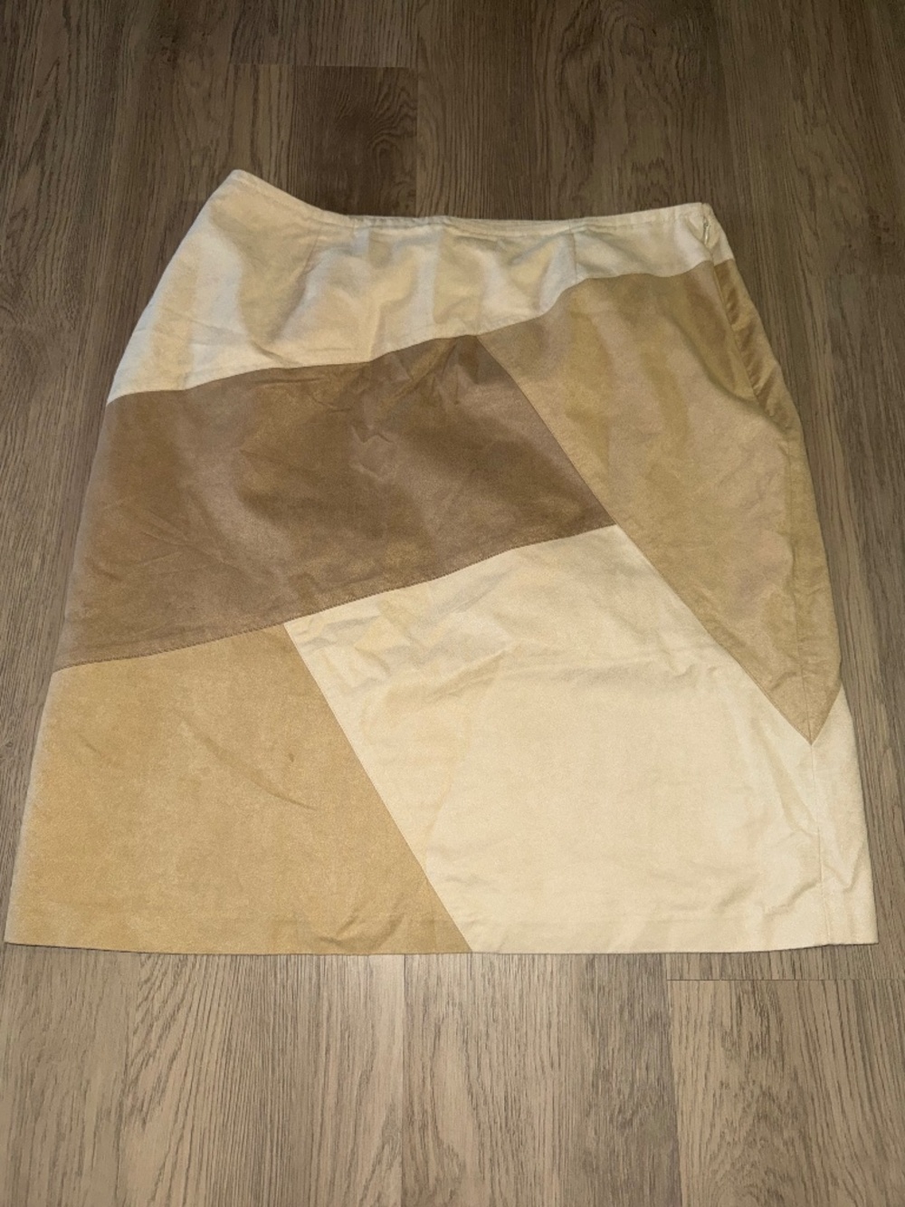 Liz Claiborne Colorblock‎ Faux Suede Midi Skirt Western Boho 70s Earth Tone
